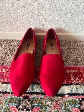 Seychelles Red Velvet Pointed Slip-On Flats